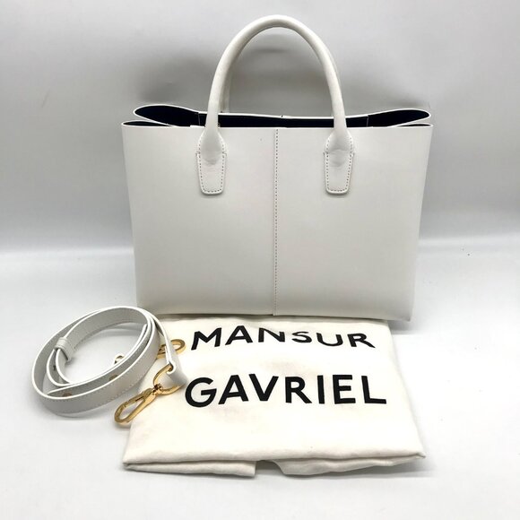 Mansur Gavriel White Leather Convertible Satchel - Picture 10 of 12
